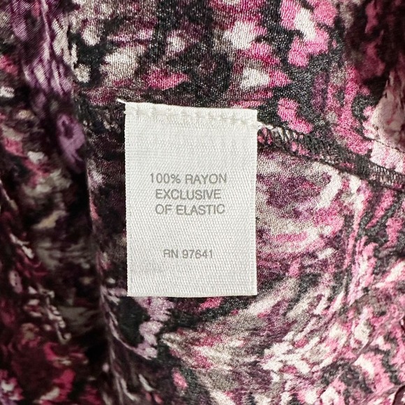 J. Jill Smocked Ikat Round Neck Tunic Blouse Top Purple Pink Small Boho Abstract - Picture 3 of 9